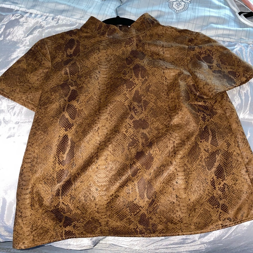 Zara faux leather material high neck top